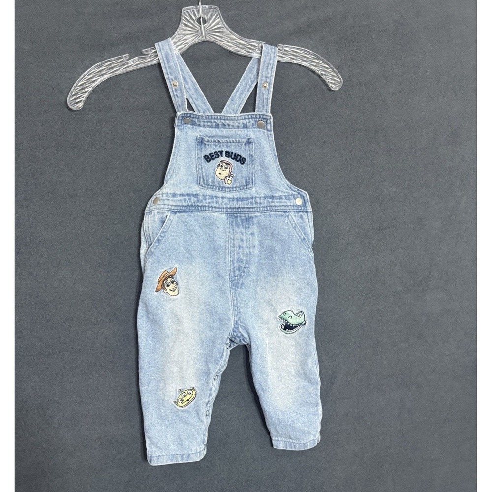 Disney Baby Denim Overalls Romper Sz 18M Toy Story "Best Buds"  Buzz, Woody